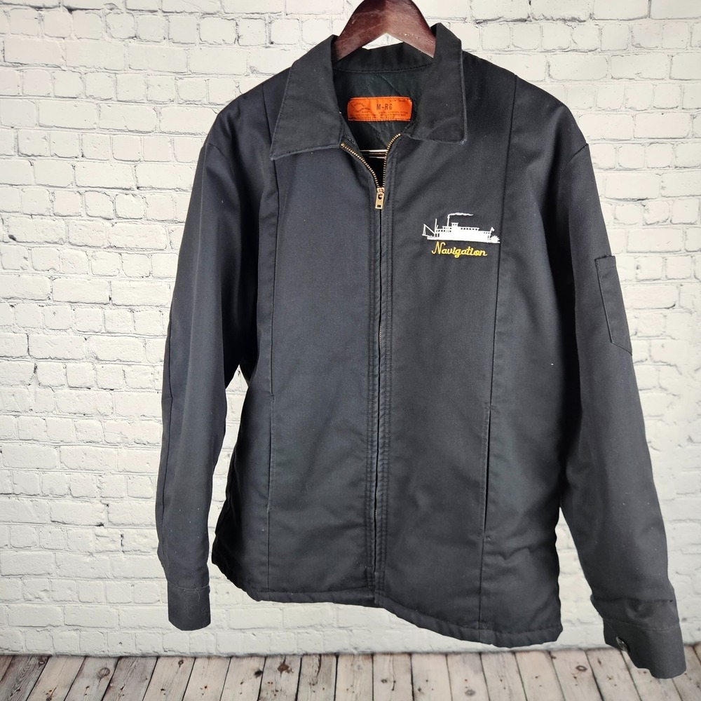 Cintas‎ Softwear Work Jacket Mens M-RG Black Quilted Lined Zip Navigation